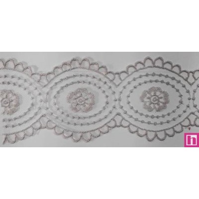 67165 GALON TUL BORDADO HELINA 63 MM. POLIESTER 100% NUDE Venta en piezas de 13.00 M