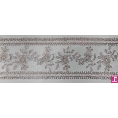 67167 ENTREDOS TUL BORDADO HELINA 47 MM. POLIESTER 100% NUDE Venta en piezas de 13.00 M