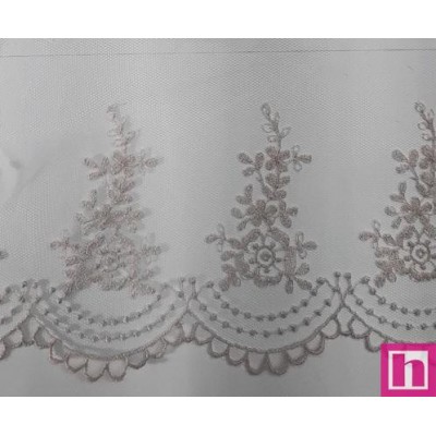 67168 PUNTILLA TUL BORDADO HELINA 100 MM. POLIESTER 100% NUDE Venta en piezas de 13.00 M