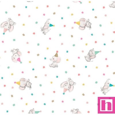 67250 PIQUE ESTAMPADO AREU (02) 1.50 M. 170 GR/M2. ALGODON 100% BLANCO/MULTI Venta en piezas de 6.00 M