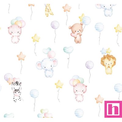 67254 PIQUE ESTAMPADO MIRT (02) 1.50 M. 170 GR/M2. ALGODON 100% BLANCO/MULTI Venta en piezas de 6.00 M