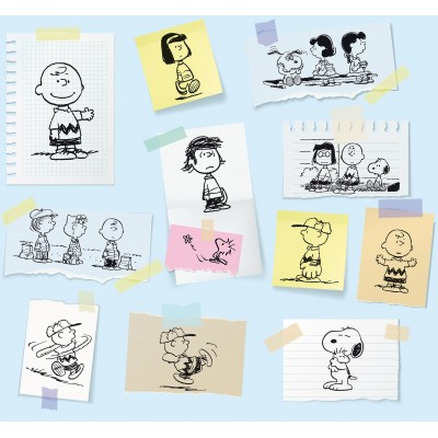 67663 TEJIDO ESTAMPADO SNOOPY FRIENDS (00) 1.40 M. 130 GR/M2 ALGODON 100% CELESTE Venta en piezas de 6.00 M