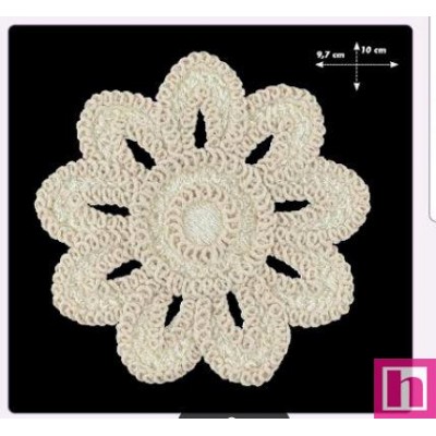 687023-0003 APLICACIÓN FANTASIA FLOR AMAPOLA RED.100 MM. ALGODON 100% BLANCO Venta en piezas de 5.00 U