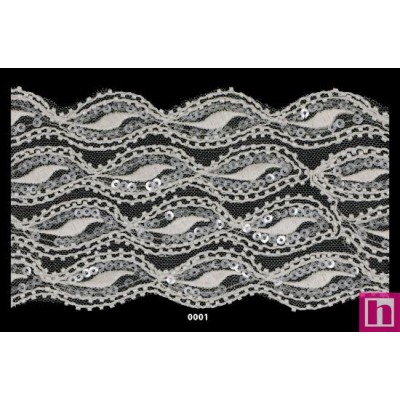 719227-0001 HOZO GALON FANTASIA 95 MM. NYLON/PEDRERIA BLANCO Venta en piezas de 9.60 M