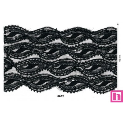 719227-0002 HOZO GALON FANTASIA 95 MM. NYLON/PEDRERIA NEGRO Venta en piezas de 9.60 M