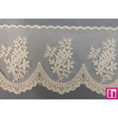 725354-0003 PUNTILLA TUL BORDADO ERIKA 85 MM. POLIESTER 50%-ALGODON 50% BEIG Venta en piezas de 14.60 M