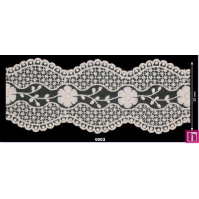 725355-0003 GALON TUL BORDADO LEILANI 60 MM. POLIESTER 50%-ALGODON 50% BEIG Venta en piezas de 14.60 M