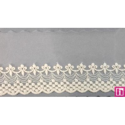 725357-0003 PUNTILLA TUL BORDADO AOLANI 70 MM. POLIESTER 50%-ALGODON 50% BEIG Venta en piezas de 14.60 M
