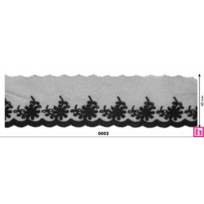 725358-0003 PUNTILLA TUL BORDADO HANY 40 MM. POLIESTER 50%-ALGODON 50% BEIG Venta en piezas de 14.60 M