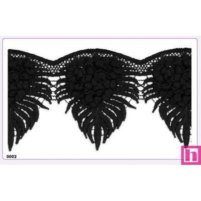 803628-2 GALTON ENCAJE GUIPUR MATE 95MM. POLIESTER 100% NEGRO Venta en piezas de 9.10 M