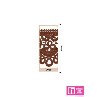 908205-0025 PUNTILLA GUIPUR CAROLINA 80 MM. POLIAMIDA 100% MARRON Venta en piezas de 9.10 M