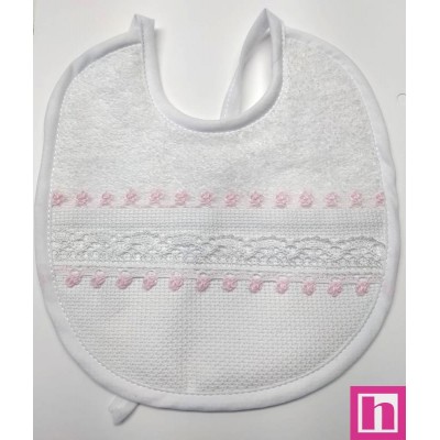 983408-011 BABERO RIZO+PANAMA ASPEN 18X20 POLIESTER 60%-ALGODON 40% BLANCO/ROSA Venta en piezas de 3.00 U