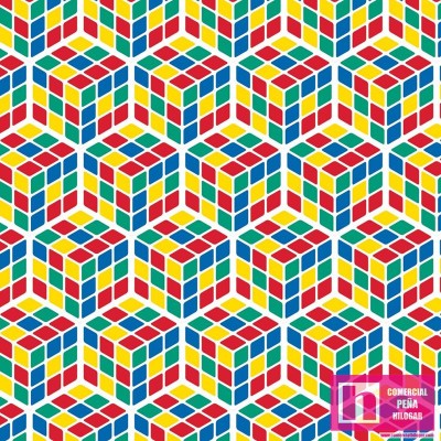 P108-47010239-05 PATCH. AMERICANO RUBIK - CUBES (02) - 110 CM. ALGODON 100% BLANCO/MULTI Venta en piezas de 7.00 M