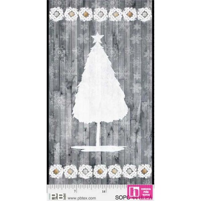 P121-4416 PA PATCH. AMERICANO  SOPHISTICATED CHRISTMAS (01)  PANEL 110 CM. ALGODON 100% GRIS Venta en piezas de 7.00 M