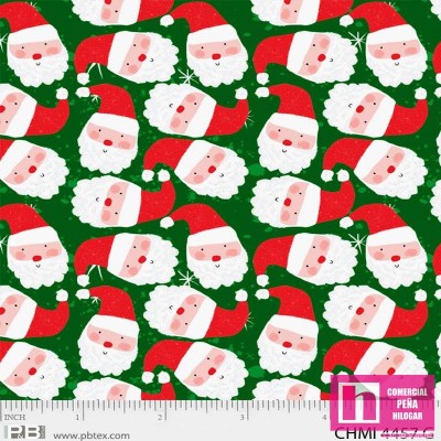 P121-4457 G PATCH. AMERICANO  CHRISTMAS MINIATURES (14)  110 CM. ALGODON 100% VERDE Venta en piezas de 7.00 M