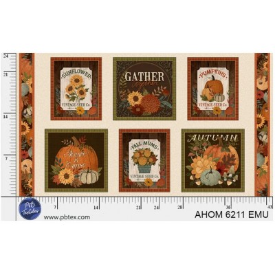 P121-AHOM6211EMU PATCH. AMERICANO AUTUMN HOMESTEAD (04) PANEL 60X110 CM. ALGODON 100% CREMA/MULTI Venta en piezas de 4.55 M