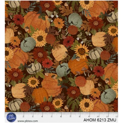P121-AHOM6213ZMU PATCH. AMERICANO AUTUMN HOMESTEAD (02) 110 CM. ALGODON 100% NEGRO/CALABAZA Venta en piezas de 7.00 M