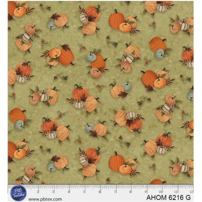 P121-AHOM6216G PATCH. AMERICANO AUTUMN HOMESTEAD (11) 110 CM. ALGODON 100% VERDE Venta en piezas de 7.00 M