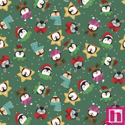 P121-CHM35903-G PATCH. AMERICANO CHRISTMAS MINIATURES III (19) 110 CM. ALGODON 100% VERDE Venta en piezas de 7.00 M