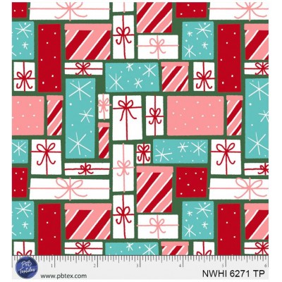 P121-NWHI6271TP PATCH. AMERICANO NUTCRACKER WHIMSY (04) 110 CM. ALGODON 100% TURQUESA/ROJO Venta en piezas de 7.00 M