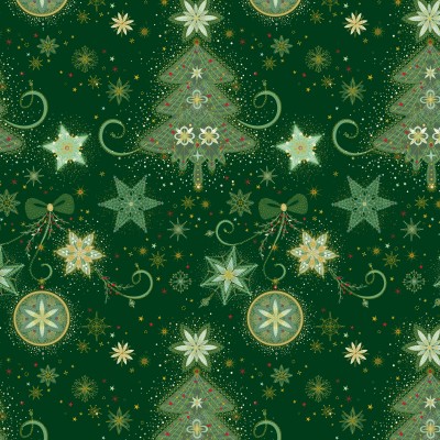 P121-TTRE6304DG PATCH. AMERICANO TURNOWSKY TREASURES (05) 110 CM. ALGODON 100% VERDE Venta en piezas de 7.00 M