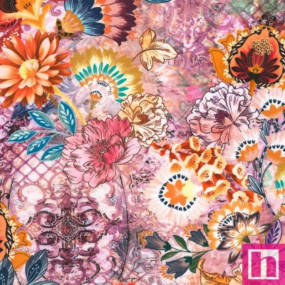 P135-SRKD-23486-233 PATCH. AMERICANO BAROQUE BLOOM (20) 110 CM. ALGODON 100% ROSA/MULTI Venta en piezas de 7.00 M