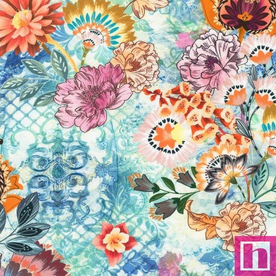 P135-SRKD-23486-375 PATCH. AMERICANO BAROQUE BLOOM (05) 110 CM. ALGODON 100% CIELO/MULTI Venta en piezas de 7.00 M