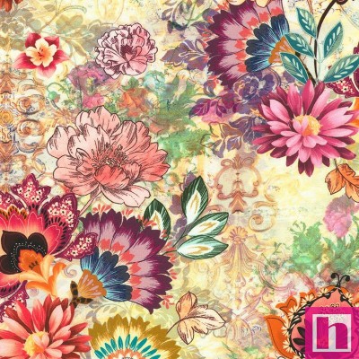 P135-SRKD-23486-473 PATCH. AMERICANO BAROQUE BLOOM (02) 110 CM. ALGODON 100% CREMA/MULTI Venta en piezas de 7.00 M