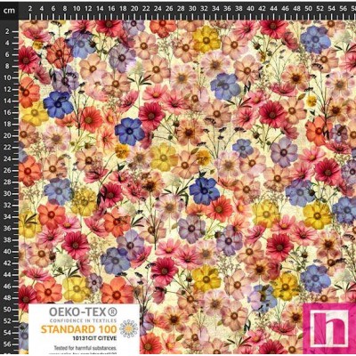 P137-4504-092 PATCH.AMERICANO WISTFUL BLOOMS (07) 110 CM. ALGODON 100% MARFIL/AZUL Venta en piezas de 6.00 M