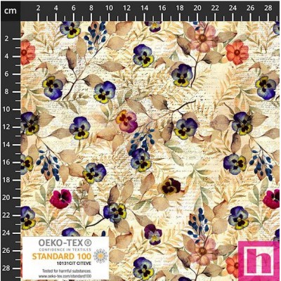 P137-4504-094 PATCH.AMERICANO WISTFUL BLOOMS (08) 110 CM. ALGODON 100% MARFIL/AZUL Venta en piezas de 6.00 M