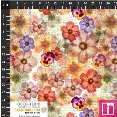 P137-4504-095 PATCH.AMERICANO WISTFUL BLOOMS (01) 110 CM. ALGODON 100% MARFIL/PURPURA Venta en piezas de 6.00 M