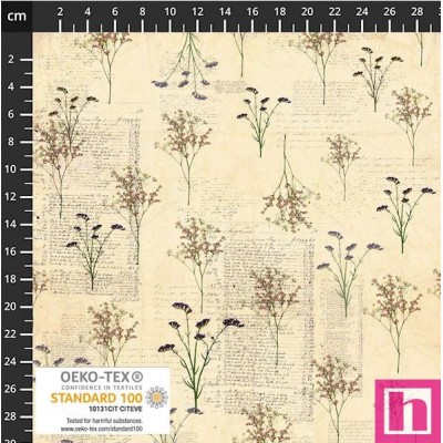 P137-4504-098 PATCH.AMERICANO WISTFUL BLOOMS (02) 110 CM. ALGODON 100% MARFIL Venta en piezas de 6.00 M