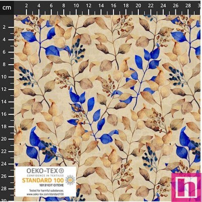 P137-4504-102 PATCH.AMERICANO WISTFUL BLOOMS (09) 110 CM. ALGODON 100% MARFIL/AZUL Venta en piezas de 6.00 M