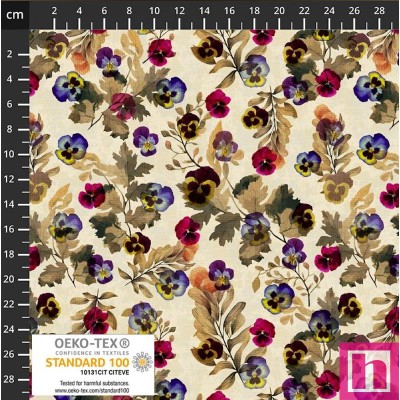 P137-4504-103 PATCH.AMERICANO WISTFUL BLOOMS (10) 110 CM. ALGODON 100% MARFIL/MUSGO Venta en piezas de 6.00 M