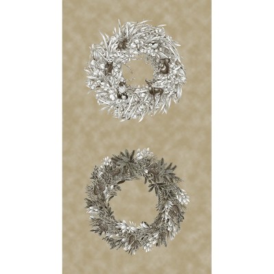 P137-SRKM-23698-158 PATCH. AMERICANO HOLIDAY FLOURISH - FOREST GLEN (57) PANEL 60X110 CM. ALGODON 100% TAUPE/PLA METALL Venta en