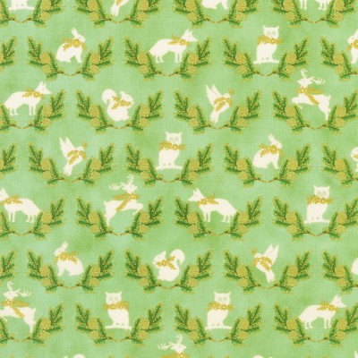 P137-SRKM-23706-308 PATCH. AMERICANO HOLIDAY FLOURISH - FOREST GLEN (08) 110 CM. ALGODON 100% MENTA/DORADO METALLIC Venta en pie