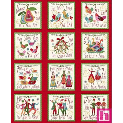 P140-3458-88 PATCH. AMERICANO SCANDINAVIAN HOLIDAY (01) PANEL 90X110 CM. ALGODON 100% ROJO/MULTI Venta en piezas de 7.00 M