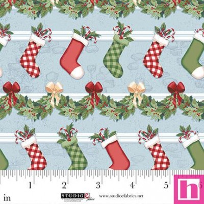 P140-8306-11 PATCH. AMERICANO CHRISTMAS VILLAGE (03) 110 CM. ALGODON 100% AZUL/MULTI Venta en piezas de 7.00 M