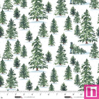 P140-8311-06 PATCH. AMERICANO CHRISTMAS VILLAGE (06) 110 CM. ALGODON 100% BLANCO/VERDE Venta en piezas de 7.00 M