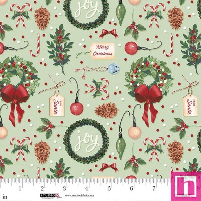 P140-8312-66 PATCH. AMERICANO CHRISTMAS VILLAGE (04) 110 CM. ALGODON 100% VERDE/MULTI Venta en piezas de 7.00 M