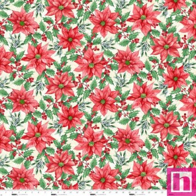 P140-8382-44 PATCH. AMERICANO BLOOMS OF THE HOLIDAY (09) 110 CM. ALGODON 100% CREMA/ROJO Venta en piezas de 7.00 M