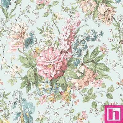 P17-MAS10820-B PATCH. AMERICANO TERRACE BLOOMS (02) 110 CM. ALGODON 100% CELESTE Venta en piezas de 7.00 M