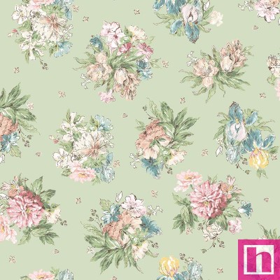 P17-MAS10821-G PATCH. AMERICANO TERRACE BLOOMS (06) 110 CM. ALGODON 100% VERDE Venta en piezas de 7.00 M