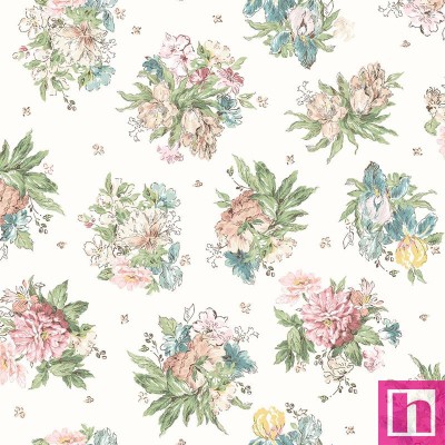 P17-MAS10821-W PATCH. AMERICANO TERRACE BLOOMS (07) 110 CM. ALGODON 100% BLANCO Venta en piezas de 7.00 M