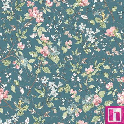 P17-MAS10822-B PATCH. AMERICANO TERRACE BLOOMS (12) 110 CM. ALGODON 100% AZUL Venta en piezas de 7.00 M