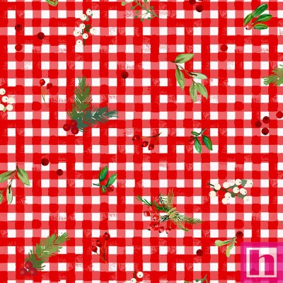 P17-MAS10883-R PATCH. AMERICANO WINTER WREATHS (13) 110 CM. ALGODON 100% ROJO Venta en piezas de 7.00 M