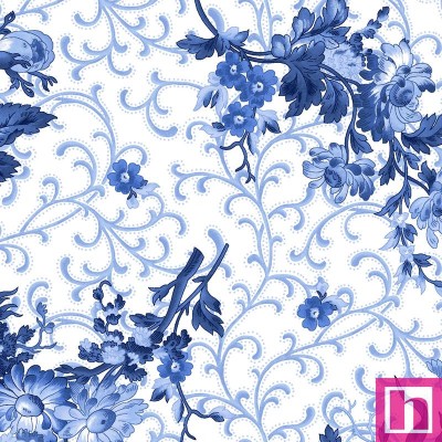 P17-MAS10902-W PATCH. AMERICANO BLUE BELLE (08) 110 CM. ALGODON 100% BLANCO/AZUL Venta en piezas de 7.00 M