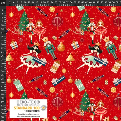 P37-4504-167 PATCH.AMERICANO CHRISTMAS BALLET (04) 110 CM. ALGODON 100% ROJO Venta en piezas de 6.00 M