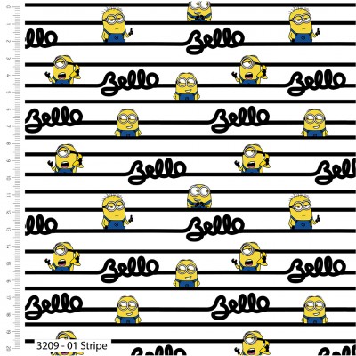 P86-3209-01 PATCH. AMERICANO MINIONS STRIPE (04) 110 CM. ALGODON 100% BLANCO Venta en piezas de 5.00 M