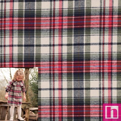 P94-3753-001 VIYELA CUADROS DUNCAN (01) 145 CM. 150 GR/M2. ALGODON 100% MARFIL/VERDE Venta en piezas de 6.00 M